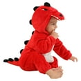 thumbnail image 1 of Mercatoo Unisex Baby Dinosaur 𝐂ostume Halloween Flannel Jumpsuit Toddler Winter 𝐇ooded Romper 𝐂osplay Performance Clothes, 1 of 5