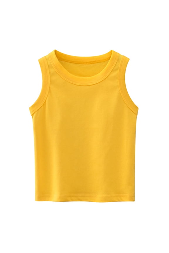 Unisex Kids 𝐂amis Toddler Baby Boys Girls Solid Tank Tops T-Shirts Cotton Undershirts Sleeveless Vest Basic Tees Tops