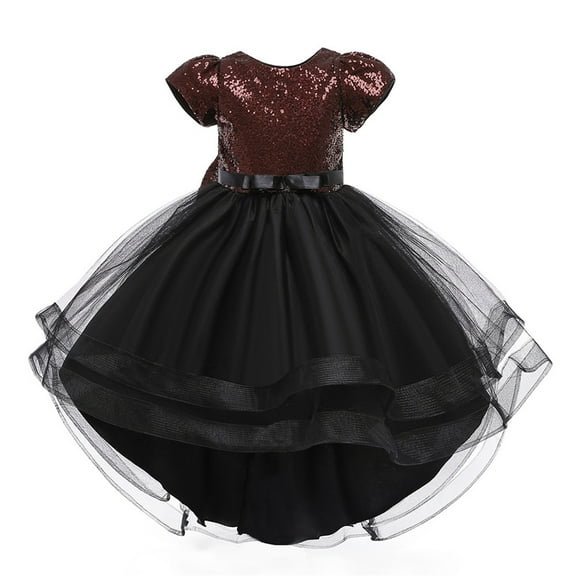 Mercatoo Wedding Dress for Girl Kids Children Tulle Sequins Glitter Dress Performance Formal Clothes Cute Bow 𝐑hinestone Dress