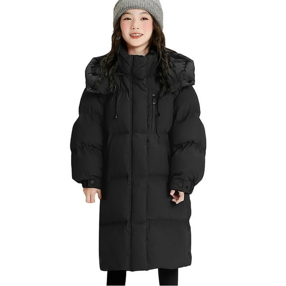 Mercatoo Winter Long Puffer Jacket for Girls Heavyweight Warm Thick Fleece Lined Outerwear Casual Cozy Puffy Hooded Outdoor Coat