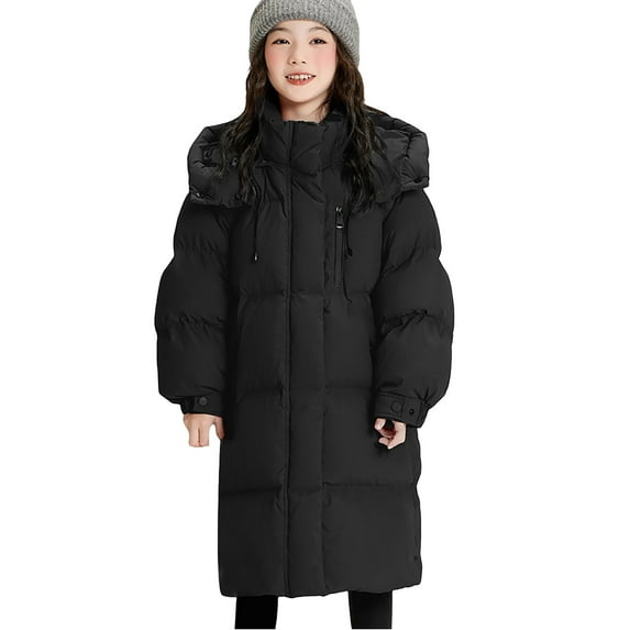 Mercatoo Winter Long Puffer Jacket for Girls Heavyweight Warm Thick Fleece Lined Outerwear Casual Cozy Puffy Hooded Outdoor Coat