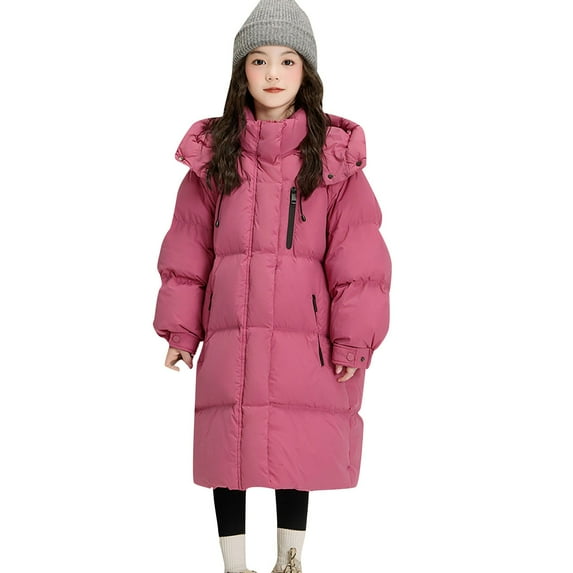 Mercatoo Winter Long Puffer Jacket for Girls Heavyweight Warm Thick Fleece Lined Outerwear Casual Cozy Puffy Hooded Outdoor Coat
