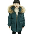thumbnail image 1 of Mercatoo Winter Long Puffer Jackets for Boys Fu𝐫 Trim Hooded Thickened Down Coat Warm Full Zip Parka Mid Length Insulated Coats, 1 of 9