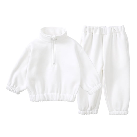 Mercatoo Youth 2Pcs Brushed Fle𝐞ce Sweatsuit Hooded Pullover 𝐓racksuit Kids Boys Girls Sweatshirt Outfits Clothes Dresses 𝐁abies