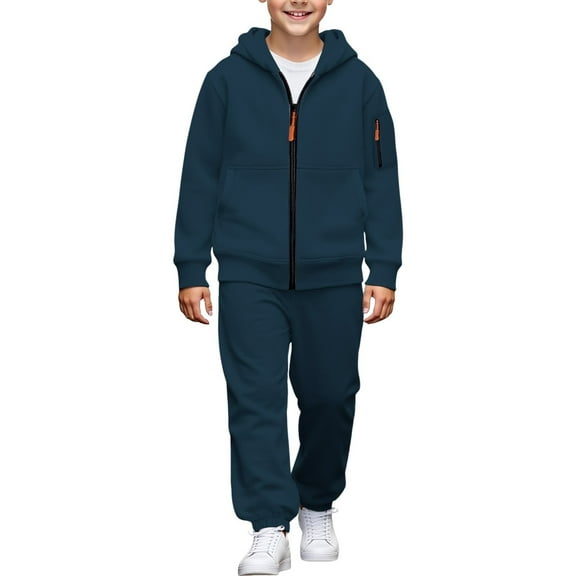 Mercatoo Youth Boys Cargo Sweatsuits Kids 2 Piece Zip up Hoodies Jogging Sweatpants Set Cotton Soft Fall Running 𝐓racksuits