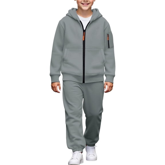 Mercatoo Youth Boys Cargo Sweatsuits Kids 2 Piece Zip up Hoodies Jogging Sweatpants Set Cotton Soft Fall Running 𝐓racksuits