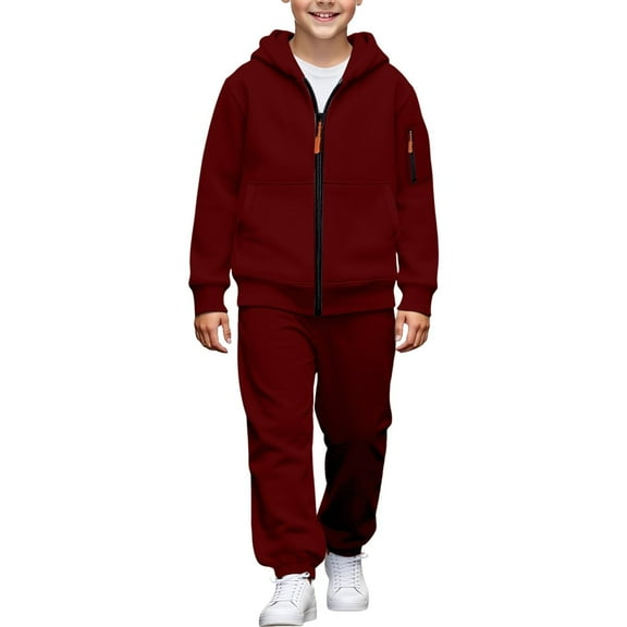 Mercatoo Youth Boys Cargo Sweatsuits Kids 2 Piece Zip up Hoodies Jogging Sweatpants Set Cotton Soft Fall Running 𝐓racksuits