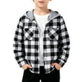 thumbnail image 1 of Mercatoo Youth Boys Plaid Hoodies Button Front Pockets Thin Hooded Sweatshirts Teen Kids Soft Fall Casual Cardigan Jackets, 1 of 4