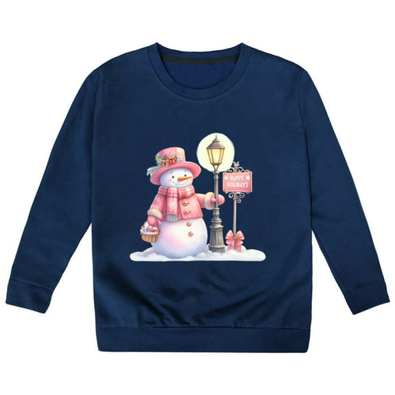 Mercatoo Youth Christmas Sweater Girls In Small Children In The Fall and Winter Christmas Christmas Snowman Happy Holidys Printed