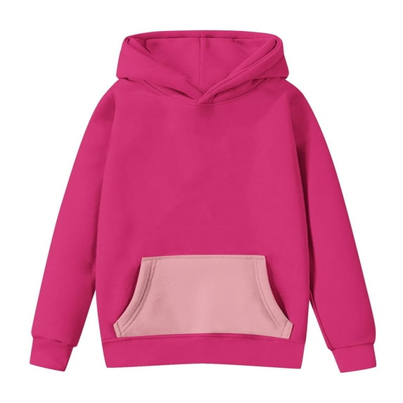 Mercatoo Youth Girls Hoodies 𝐂olor Block 𝐇ooded Sweatshirt Kids Y2𝐊 Trendy 𝐏reppy Sweatshirt Oversized Hoodies for Children