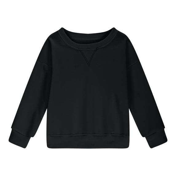 Mercatoo Youth Girls Solid Color Cotton Casual Crewneck Sweatshirts Kids Cute Trendy Long Sleeve Oversized Pullover Tops
