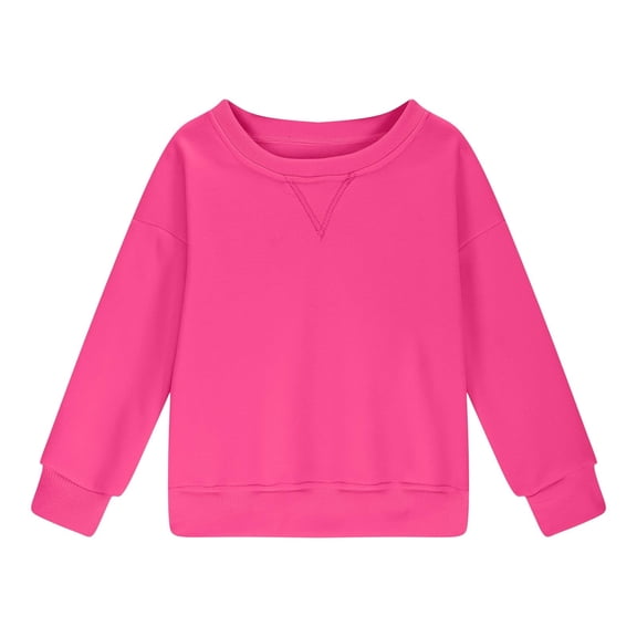 Mercatoo Youth Girls Solid Color Cotton Casual Crewneck Sweatshirts Kids Cute Trendy Long Sleeve Oversized Pullover Tops