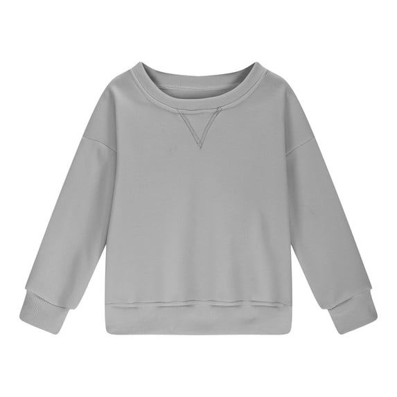 Mercatoo Youth Girls Solid Color Cotton Casual Crewneck Sweatshirts Kids Cute Trendy Long Sleeve Oversized Pullover Tops