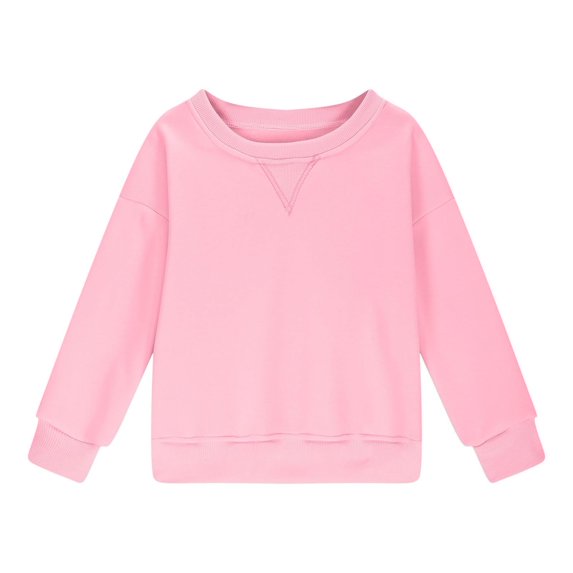 Mercatoo Youth Girls Solid Color Cotton Casual Crewneck Sweatshirts Kids Cute Trendy Long Sleeve Oversized Pullover Tops