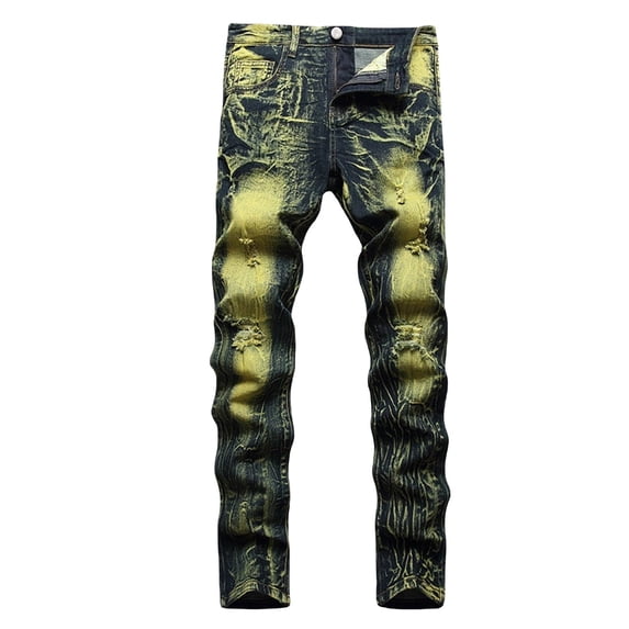 Mercatoo Youth Ripped Skinny Jeans Boys Slim Fit 𝐒tretch Jeans Distressed Straight Leg Fashion Comfort Denim Pants Trendy 𝐘2k Jogging
