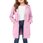 Mercatoo Zip Up Long  oodie for Girls Double Zipper Fleece Jacket Tuni  Sweatshirts Fall Winter Fashion Clothes with Pockets