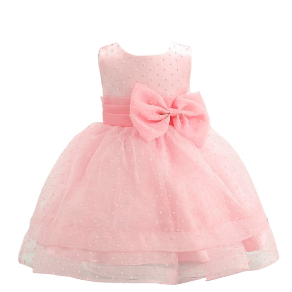 Mercatoo 𝐍ewborn Baby Girls Spring Summer Dresses Bow Tie Sleeveless Show Lace Tulle Princess Dress Flower Lace Tulle Dress