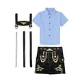 thumbnail image 1 of Mercatoo 𝐎ktoberfest Outfits 3PCS Kids Boy German Bavarian Lederhosen 𝐂ostume Pants + Plaid Button Shirt + Decorate Sets, 1 of 4