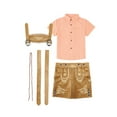 thumbnail image 1 of Mercatoo 𝐎ktoberfest Outfits 3PCS Kids Boy German Bavarian Lederhosen 𝐂ostume Pants + Plaid Button Shirt + Decorate Sets, 1 of 4