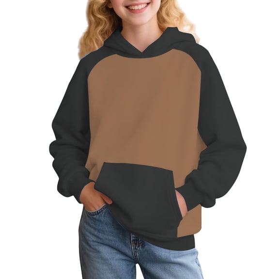 Mercatoo 𝗖olorblock Hoodie Sweatshirts for Teen Girls Cute Oversized 𝐏reppy Pullover Tops Long Sleeve Sweatshirt with Pocket
