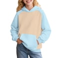 thumbnail image 1 of Mercatoo 𝗖olorblock Hoodie Sweatshirts for Teen Girls Cute Oversized 𝐏reppy Pullover Tops Long Sleeve Sweatshirt with Pocket, 1 of 5