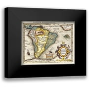 Mercator, Gerard 14x12 Black Modern Framed Museum Art Print Titled - Map of South America