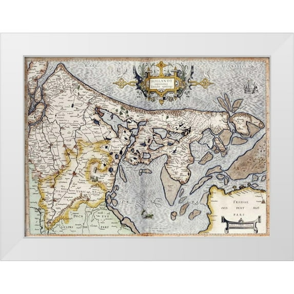 Mercator, Rumold 14x11 White Modern Wood Framed Museum Art Print Titled - Map of Holland