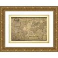 thumbnail image 1 of Mercatore, Gerardo 18x14 Gold Ornate Wood Framed with Double Matting Museum Art Print Titled - Orbis Terrae Descriptio, 1 of 4
