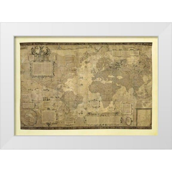 Mercatore, Gerardo 24x18 White Modern Wood Framed Museum Art Print Titled - Orbis Terrae Descriptio