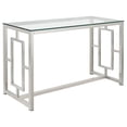 thumbnail image 1 of Merced Glass Top Metal Entryway Console Table Nickel, 1 of 3