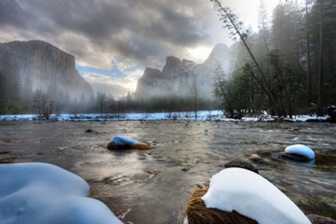 Merced River El Capitan in background Yosemite California Canvas Art - Tom Norring DanitaDelimont (38 x 25)