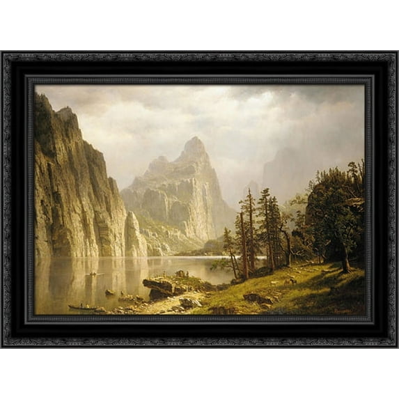 Merced River, Yosemite Valley 24x20 Black Ornate Wood Framed Canvas Art by Bierstadt, Albert