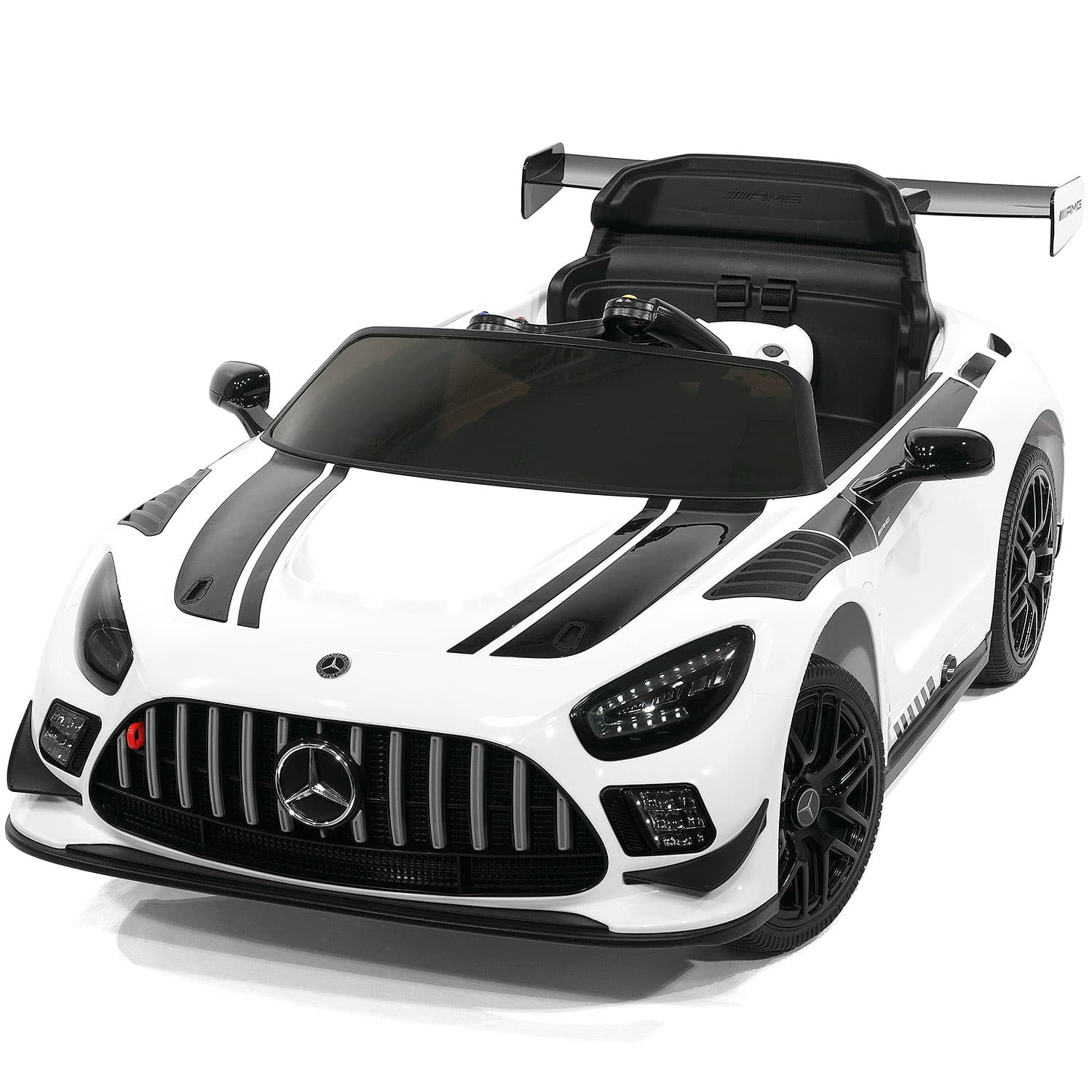 Mercedes AMG GT3 EVO 12V Kids Ride-On Car with R/C Parental Remote (White)