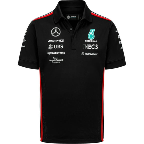 Mercedes AMG Petronas F1 Team Mens Black/White Polo