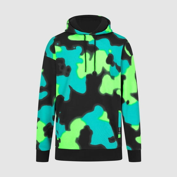 Mercedes Amg Petronas F1 Mens Spray Camo Relaxed Fit Hoodie