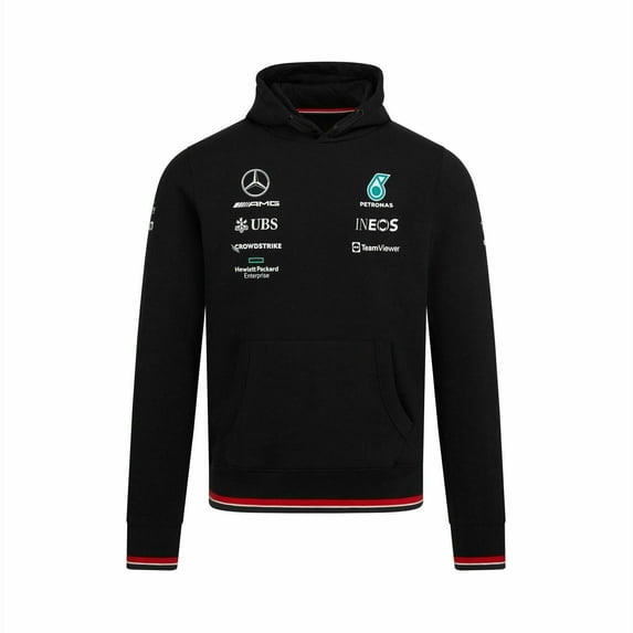 Mercedes Amg Petronas F1 Team Mens Black Hooded Sweat 2022