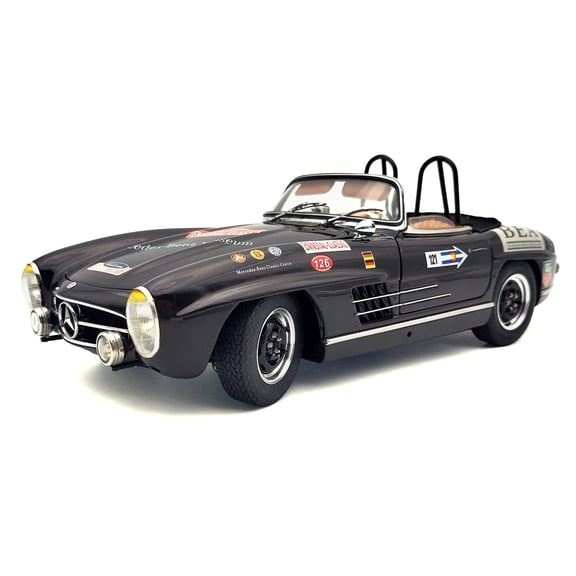 Mercedes-Benz 300 SL (W198 II) Roadster "Racing Version" Brown with Graphics Limited Ed 1/18 Diecast Model Car by CMC