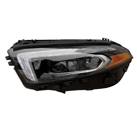 For Mercedes-Benz A220/A250 2019 2020 2021 Headlight Unit Driver Side | Clear Lens | Black/Chrome Housing | With LED Daytime Running Light Bar | Replacement For MB2502263 | 1779060501