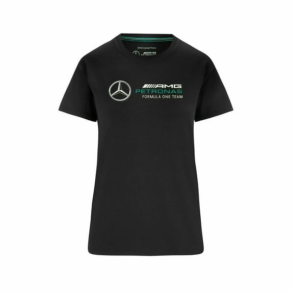 Mercedes Benz AMG Petronas F1 Women's Large Logo T-Shirt -Black/White