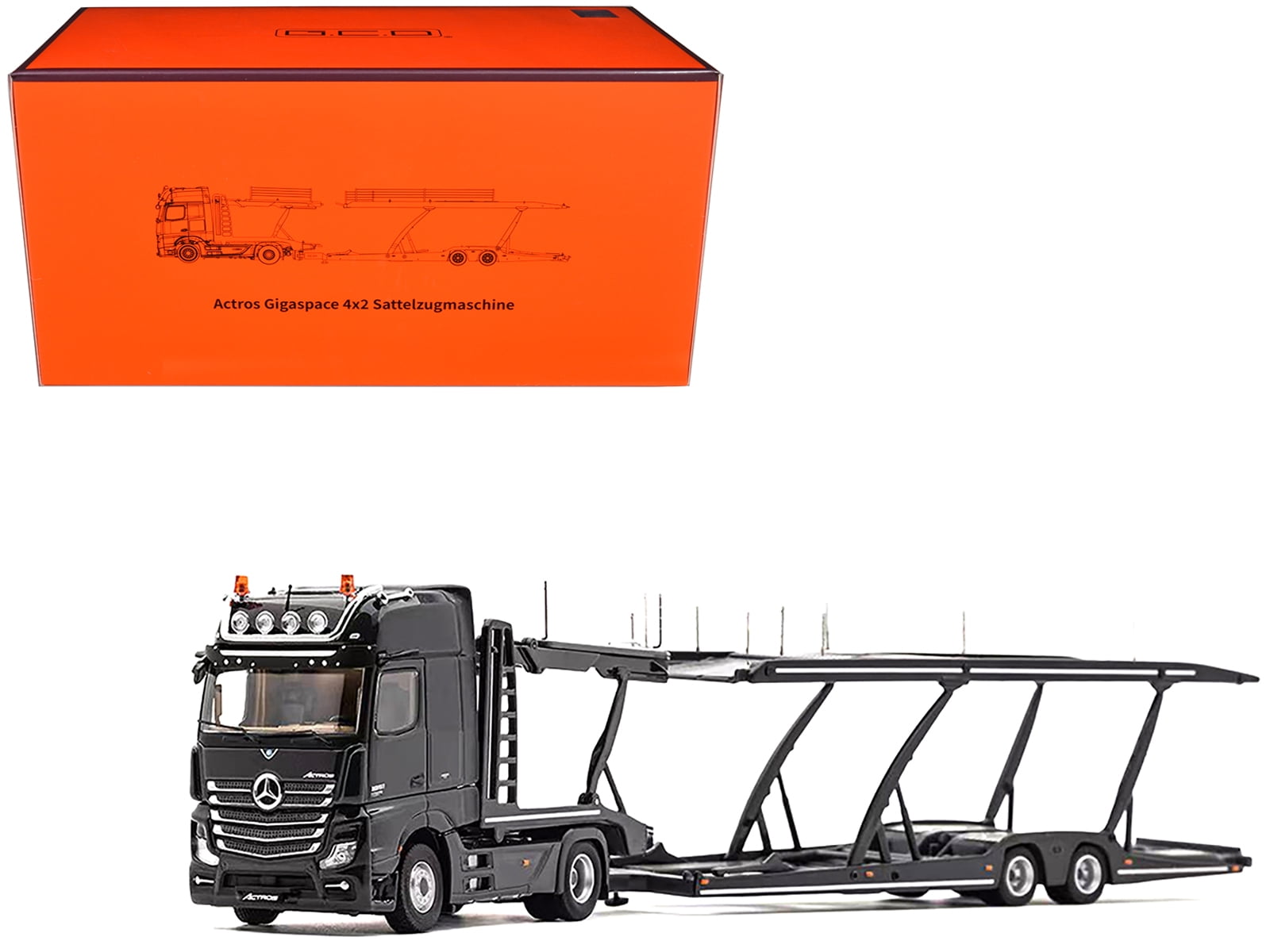 Mercedes-Benz Actros Auto Transporter Black 1/64 Diecast