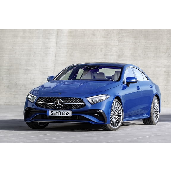 Mercedes-Benz Blue Sedan CLS 350 AMG Car Wall Decor - 24x36 Inch Laminated Poster - Stunning Detail and Bold Colors