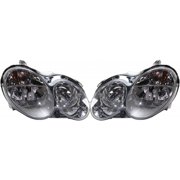 For Mercedes-Benz CLK55 AMG / CLK320 / CLK350 / CLK500 / C55 Headlight Assembly 2002 03 04 05 2006 Pair Driver and Passenger Side Sedan / Wagon CAPA For MB2502173 | 209 820 05 61