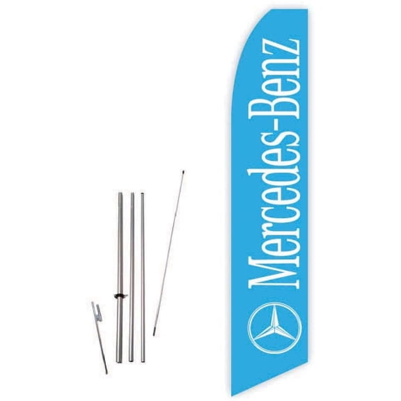 Mercedes-Benz Cyan Super Novo Feather Flag - Complete with 15ft Pole Set and Ground Spike