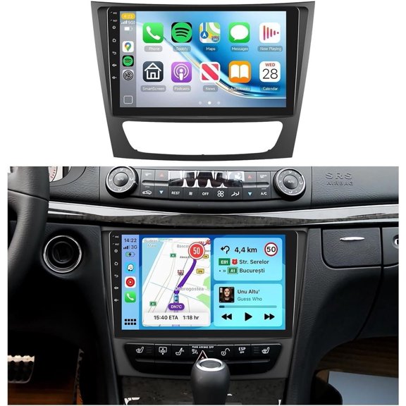 For Mercedes Benz E Class W211 E200 CLS W219 2002-2009 with 9 Inch IPS Touchscreen Carplay/Android Auto DSP Hi-Res GPS Android 15 FM/RDS Wifi SWC Camera