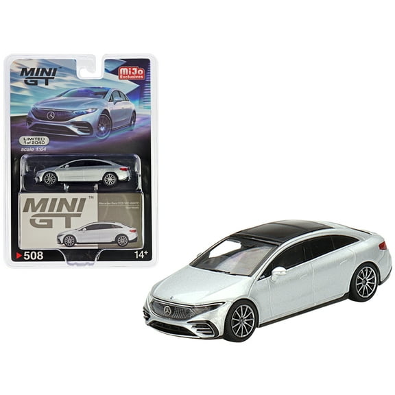Mercedes-Benz EQS 580 4MATIC Silver Metallic with Black Top Ltd Ed to 2040 pcs 1/64 Diecast Model Car by Mini GT