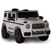 Mercedes-Benz G63 AMG 12V Kids Ride On Cars Toys with Remote Control,Spring Suspension System,Openable Doors,Music,LED Lights(WHITE)