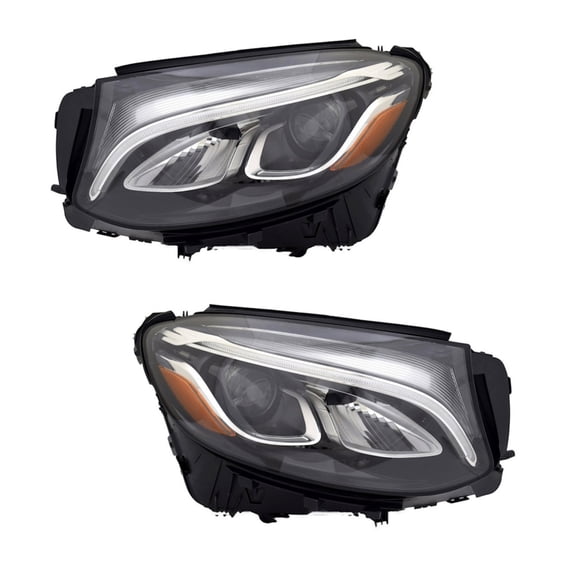 For Mercedes-Benz GLC300/GLC350e 2016 2017 2018 2019 Headlight Driver and Passenger Side | Pair | LED | Clear Lens | PP Plastic | Replacement For MB2518109, MB2519109 | 2539061301, 2539061401