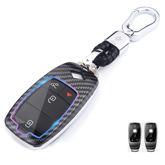 For Mercedes Benz Key Fob Cover, ABS Carbon Fiber Pattern Car Key Case Protector for 2017-2021 2022 2023 Mercedes Benz A B C E S G M V Class CLA CLS GLA GLB GLC GLE GLK GL GLS SL SLK SLC with