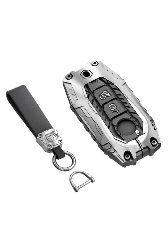 for Mercedes Benz Key Fob Cover with Keychain,Zinc Alloy Protection Car Key Case Accessories for 2020-2024 S-Class C-Class E-Class G-Class Smart Silicone Keyshell