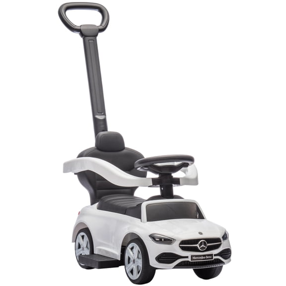 Mercedes-Benz Ride On Car 2-in-1 Push & Ride | Toddler Walker with Handle & Realistic Sounds | White PP & Steel | Ages 1-3
